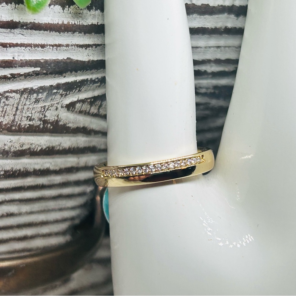 Elegant Gold plates Band with zirconia Accents